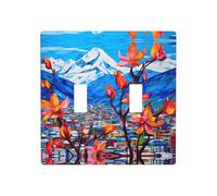 Phayah Flowers On A Stranger'S Path Pattern Double Toggle Light Switch Plates Outlet Covers Decorative For Bathroom Bedroom Kitchen 4.5 X 4.5 Inch