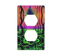 Phayah Fluorescent Forest Pattern Duplex Receptacle Outlet Wall Plate Standard Size Polycarbonate Thermoplastic Dual Plug Covers