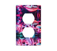 Phayah Fluorescent Mushroom Pattern Outlet Covers Wall Plate Receptacle Duplex Light Switch Cover Plate Single Dual Plug Electrical Switchplate