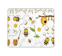 PHAYAH Flying Bees Daisy Honey Pattern Mouse Pad With Non Slip Rubber Base Gaming With Stitched Edge, Mousepad For Laptop, Computer, Office 10 X 12 Inch