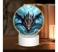 PHAYAH Flying Dragon Pattern Round Acrylic Night Light Adult Baby Room Light White Light Warm Light Warm White Light