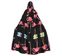 PHAYAH Four Flamingos Pattern Adult Hooded Cloak For Masquerade Cosplay Halloween Witch Cloak Christmas Party Robe
