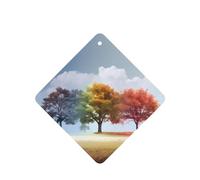 Phayah Four Seasons Tree Pattern Lavender Scent Car Aroma Square Hanging Fragrance Tablet Car Interior Fragrance Freshener 4p