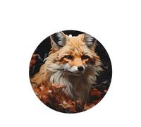 Phayah Fox And Flowers Pattern Lavender Scent Car Aroma Round Shape Hanging Fragrance Tablet Car Interior Fragrance Freshener 4p
