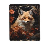 Phayah Fox and Flowers Pattern Mouse Pad Waterproof Surface & Non-Slip Rubber Base with Stitched Edges Gaming Mouse Mat for Laptop 10 X 12 Inch