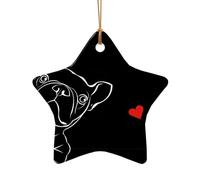 Phayah French Bulldog Dog Pattern Ceramic Star Shape Christmas Tree Ornaments, Family New Year Home Souvenirs For Gatherings