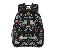 PHAYAH Funny Cats Birds And Flowers Pattern Casual Shoulders Classical Basic Travel Backpack Travel And Outdoor Activities Resistant