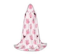 PHAYAH Funny Pink Pig Face Pattern Halloween Adult Hooded Robe Cape, Women'S Men'S Halloween Dress Up Party Cosplay Costumes M