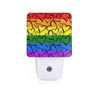 PHAYAH Gay Pride Rainbow Pattern Pattern Plug-in Night Light Led Light Dusk to Dawn Sensor for Corridors Bedrooms Children's Rooms Stairs