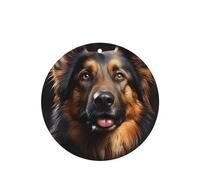 Phayah German Shepherd Pattern Lavender Scent Car Aroma Round Shape Hanging Fragrance Tablet Car Interior Fragrance Freshener 4p