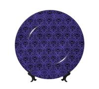 PHAYAH Ghost Swarm Pattern Bone China Decorative Plate Ceramic Dinner Plates Crafts with Vertical Stand for Home Office Decor 7in