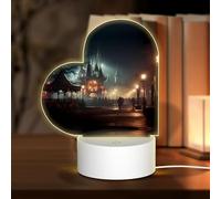 PHAYAH Ghost Town Mania Pattern Heart Shape Decorative Night Lights with USB Plug in Table Lamp with 3 Light Modes Adjustable for Bedroom Living Room Cafe