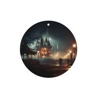 Phayah Ghost Town Mania Pattern Lavender Scent Car Aroma Round Shape Hanging Fragrance Tablet Car Interior Fragrance Freshener 4p