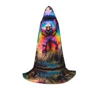 PHAYAH Giant Crab On Mountain Pattern Halloween Witch Witchcraft Hooded Robe Cape Christmas Hoodie Cosplay Masquerade Party Dress Gift Costume Small