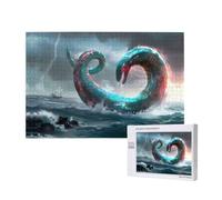 Phayah Giant Snake in The Sea Pattern Puzzle Unique Jigsaw Wall Art Picture for Home Decoration 1000 Pcs