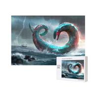 Phayah Giant Snake in The Sea Pattern Puzzle Unique Jigsaw Wall Art Picture for Home Decoration 300 Pcs