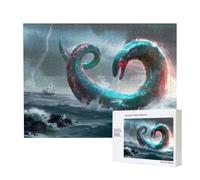 Phayah Giant Snake in The Sea Pattern Puzzle Unique Jigsaw Wall Art Picture for Home Decoration 500 Pcs