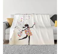PHAYAH Girl Dance Butterfly Pattern Flannel Blanket 40"X30" For Bed, Sofa, Couch, Movie Night, Camping, And Travel Ultra Soft Warm Blanket