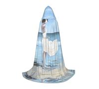 PHAYAH Girl On A Windy Beach Pattern Halloween Adult Hooded Robe Cape, Women'S Men'S Halloween Dress Up Party Cosplay Costumes S