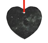 Phayah Glass Heart Xmas Tree Ornament New Year Home Christmas Tree Hanging | Spaceship In The Stars Pattern Glass Hanging Ornaments-perfect For Halloween Easter Holiday Gatherings Gift