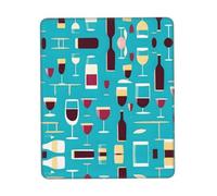 PHAYAH Glasses and Wine Glasses Pattern Mouse Pad Waterproof Surface & Non-Slip Rubber Base with Stitched Edges Gaming Mouse Mat for Laptop 8.3 X 10.3 in
