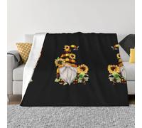 PHAYAH Gnome Bee Yellow Floral Pattern Flannel Blanket 80"X60" For Bed, Sofa, Couch, Movie Night, Camping, And Travel Ultra Soft Warm Blanket