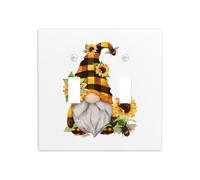 Phayah Gnome Bee Yellow Floral Pattern Wall Plate Outlet Cover Double Toggle Light Switch Cover Size 4.5x4.5 in for Residential and Commercial Areas