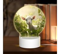 PHAYAH Goat Nature Babies Pattern Round Decorative Night Lights with USB Plug in Table Lamp with 3 Light Modes Adjustable for Bedroom Living Room Cafe