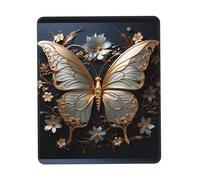 Phayah Gold White Butterflies Pattern Mouse Pad Designs,Portable Office Non-Slip Rubber Base Wireless Mouse Pad for Gaming Mat for Laptop, Office Home 7 X 8.6 in