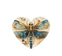 Phayah Golden Delicate Dragonfly On Yellow Background Pattern Lavender Scent Car Air Freshener Heart Shape Card Hanging Hanging Scented Card 6 Pcs For Cars Closet Drawer