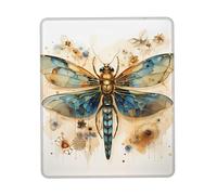 PHAYAH Golden Delicate Dragonfly On Yellow Background Pattern Mouse Pads, Portable Wireless Mouse Pad, Non-Slip Rubber Base Laptop Mousepad Smooth Surface for Office & Travel 7 X 8.6 in