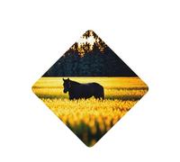 Phayah Golden Fields Pattern Lavender Scent Car Aroma Square Hanging Fragrance Tablet Car Interior Fragrance Freshener 4p