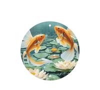 Phayah Goldfish And Lotus Pattern Lavender Scent Car Air Freshener Round Shape Card Hanging Hanging Scented Card 6 Pcs For Cars Closet Drawer