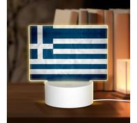 PHAYAH Greek Flag Pattern Acrylic Night Light with USB Port Touch Switch Birthday Thanksgiving Presents for Family Friends