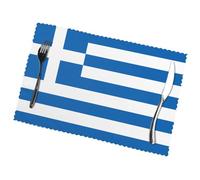 Phayah Greek Flag Pattern Table Placemats Set Of 6 12x18 Inch Placemats For Party Kitchen Dining Room Decoration Holiday Banquet