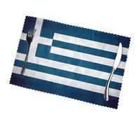 Phayah Greek Flag Pattern Table Placemats Set Of 6 12x18 Inch Placemats For Party Kitchen Dining Room Decoration Holiday Banquet