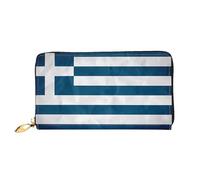 PHAYAH Greek Flag Pattern Wallet Women Leather Wallet Credit Card Holder Clutch Long Ladies Billfold