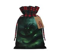 PHAYAH Green Feathered Serpent Christmas Drawstring Burlap Gift Bag Candy Bag, Storage Bag Suitable For Christmas, Birthday Party
