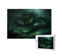 Phayah Green Feathered Serpent Pattern Puzzle Unique Jigsaw Wall Art Picture for Home Decoration 1000 Pcs