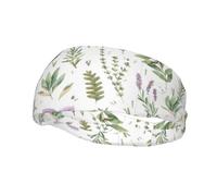 PHAYAH Green Flower Herb Sage Leaves and Branches pattern Sports headband suitable for running yoga basketball elastic moisture band
