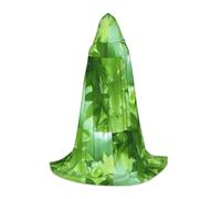 PHAYAH Green Leaf Nature Pattern Hooded Poncho Unisex Christmas Hoodie For Cosplay Halloween Costume Party Masquerade L