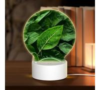 PHAYAH Green Nature Pattern Round Acrylic Night Light Adult Baby Room Light White Light Warm Light Warm White Light