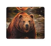 Phayah Grizzly Bear Pattern Mouse Pad with Anti-Fray Stitching with Non-Slip Rubber Base, Gaming Mouse Mat for Laptop, Office & Home 7.9 X 9.5 in