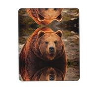 Phayah Grizzly Bear Pattern Mouse Pad with Anti-Fray Stitching with Non-Slip Rubber Base, Gaming Mouse Mat for Laptop, Office & Home 7.9 X 9.5 in