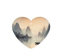 Phayah Guilin Landscapes Pattern Lavender Scent Car Aroma Heart Shape Hanging Fragrance Tablet Car Interior Fragrance Freshener 4p