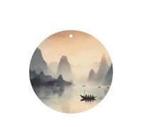 Phayah Guilin Landscapes Pattern Lavender Scent Car Aroma Round Shape Hanging Fragrance Tablet Car Interior Fragrance Freshener 6p