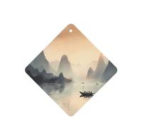 Phayah Guilin Landscapes Pattern Lavender Scent Car Aroma Square Hanging Fragrance Tablet Car Interior Fragrance Freshener 6p