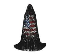 PHAYAH Halloween Witch Witchcraft Robe Cape Christmas Hoodedie | American Flag Firework Pattern Cloak Cosplay Masquerade Party Dress Gift Costume Dance Comic Convention