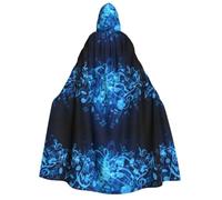 PHAYAH Halloween Witch Witchcraft Robe Cape Christmas Hoodedie | Blue Musical Notes Pattern Cloak Cosplay Masquerade Party Dress Gift Costume Dance Comic Convention