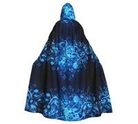 PHAYAH Halloween Witch Witchcraft Robe Cape Christmas Hoodedie | Blue Musical Notes Pattern Cloak Cosplay Masquerade Party Dress Gift Costume Dance Comic Convention